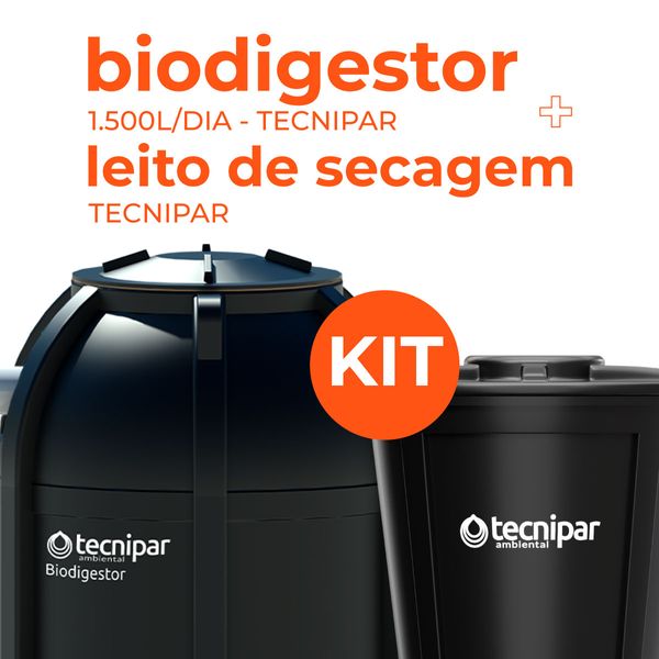 Kit Biodigestor 1.500L/dia Tecnipar e Leito de Secagem Tecnipar